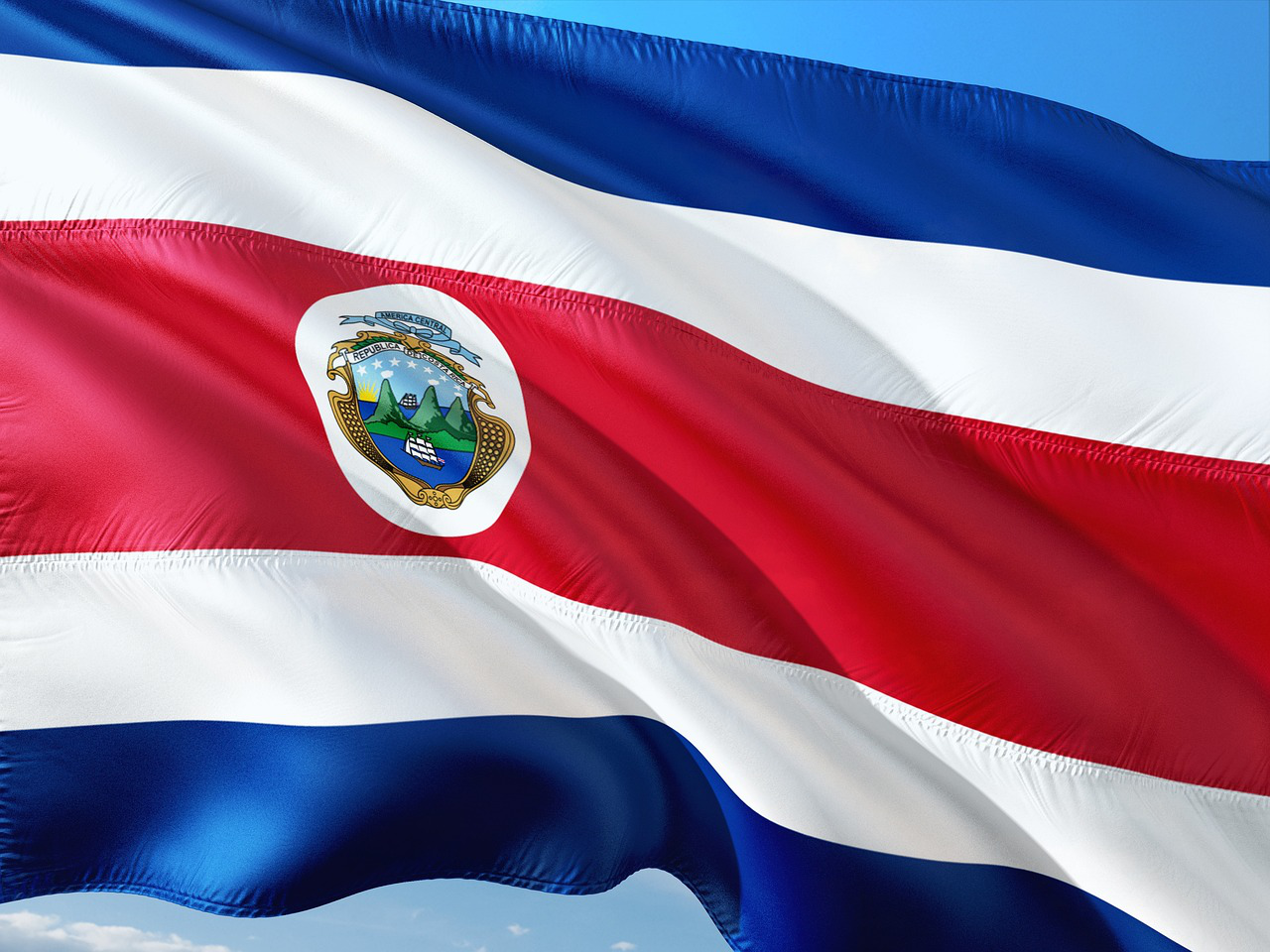 Costa Rica national flag waving