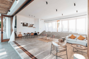 the interior of a coastal property.